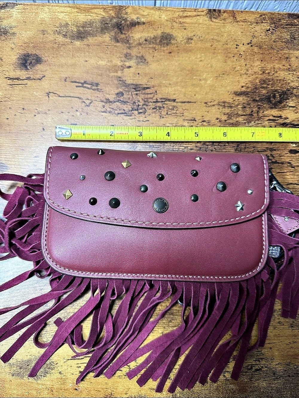 Coach Newbury Crossbody Fringe Crossbody Bag in Burgundy
